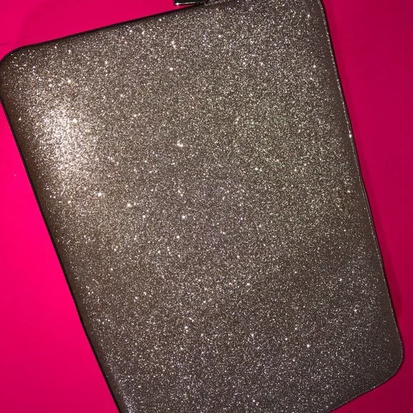 Kate Spade Tinsel Rose Gold Glitter Laptop Tablet Sleeve Case Pink Gift Bag Set Sleeves